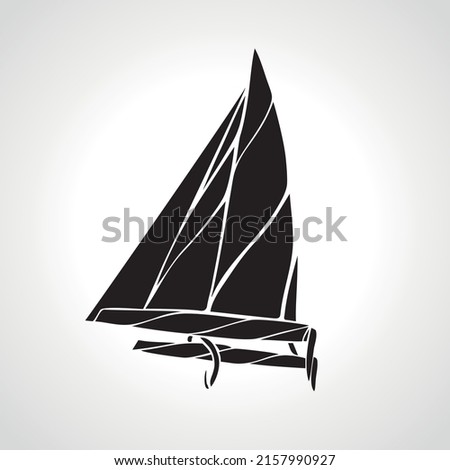 Sailing speedboat catamaran abstract silhouette