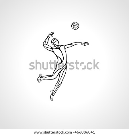 Volleyball Player Outline Silhouette Stock Vector 466086041 : Shutterstock
