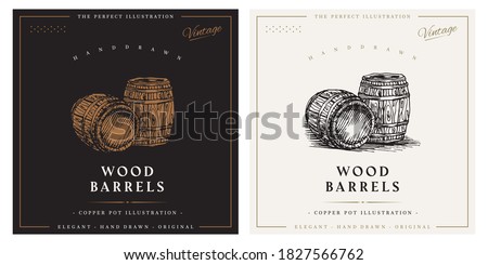 Wood Barrels cask vintage retro logo illustration