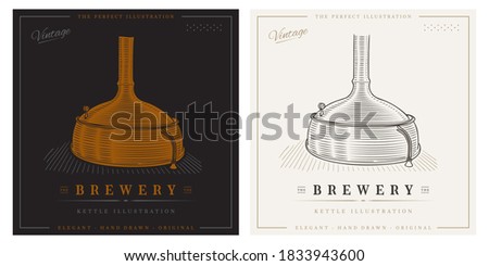 Brewery kettle vintage hand drawn copper distillery brewing company logo ストックフォト © 