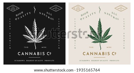 Trendy modern retro vintage cannabis company logo brand