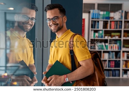 Similar – Image, Stock Photo adult man reflecting on his future