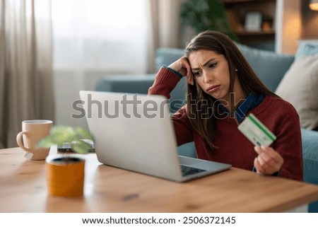 Similar – Image, Stock Photo Despair female surfing laptop and communicating on mobile