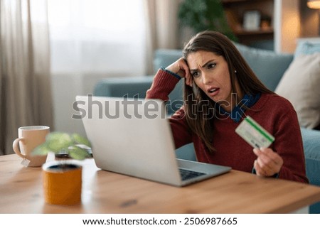 Similar – Image, Stock Photo Despair female surfing laptop and communicating on mobile