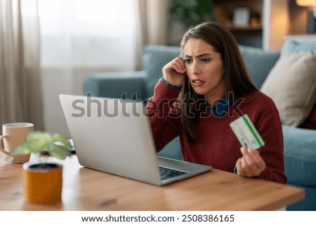 Similar – Image, Stock Photo Despair female surfing laptop and communicating on mobile