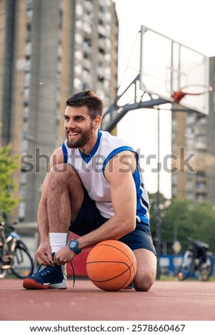 Similar – Image, Stock Photo Athletic caucasian man sitting on bed of massage salon