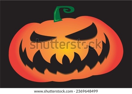wide smile orange halloween pumpkin on black background