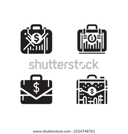 Professional Finance Icons Collection, Business Briefcase  Money Icons Set, Finance Icons.