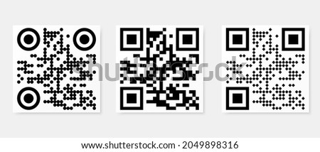 Set of vector QR code icons sample for smartphone scanning isolated on white background