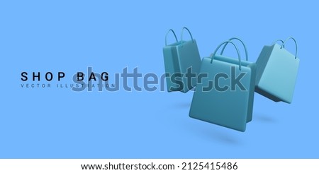 Set of 3d realistic colorful shopping bags. Vector Illustration
