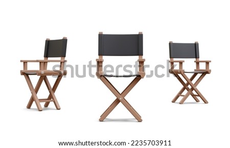 Set of 3d realistic director chair isolated on white background. Vector illustration