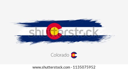 Flag of Colorado US State, grunge abstract brush stroke on gray background.Vector illustration.