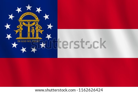Georgia US state flag with waving effect, official proportion.