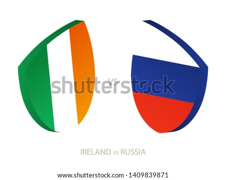 Ireland v Russia, icon for rugby tournament. Rugby vector icon.