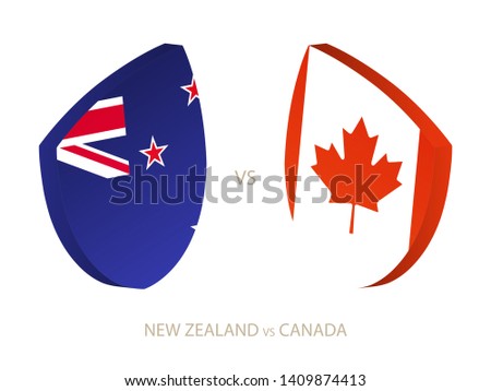 New Zealand v Canada, icon for rugby tournament. Rugby vector icon.