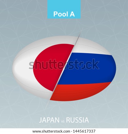 Rugby competition Japan vs Russia. Rugby icon on gray background. Vector illustration.