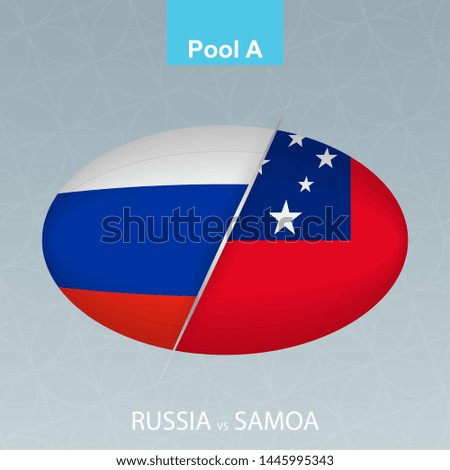 Rugby competition Russia vs Samoa. Rugby icon on gray background. Vector illustration.