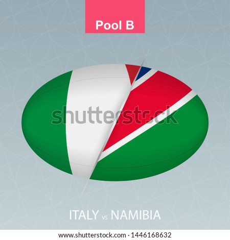 Rugby competition Italy vs Namibia. Rugby icon on gray background. Vector illustration.