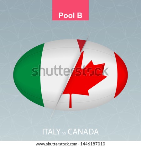 Rugby competition Italy vs Canada. Rugby icon on gray background. Vector illustration.