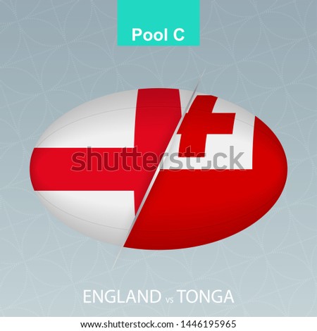 Rugby competition England vs Tonga. Rugby icon on gray background. Vector illustration.