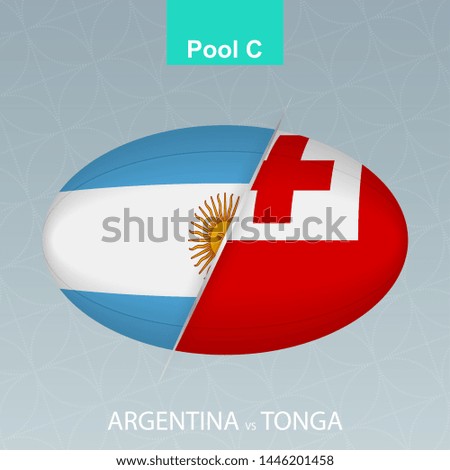 Rugby competition Argentina vs Tonga. Rugby icon on gray background. Vector illustration.