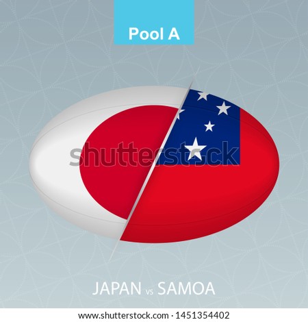 Rugby competition Japan vs Samoa. Rugby icon on gray background. Vector illustration.