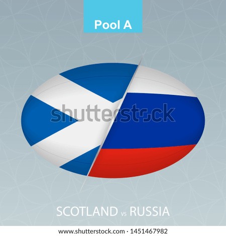 Rugby competition Scotland vs Russia. Rugby icon on gray background. Vector illustration.