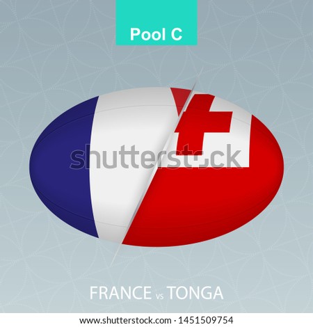 Rugby competition France vs Tonga. Rugby icon on gray background. Vector illustration.