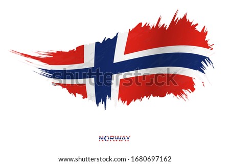 Flag of Norway in grunge style with waving effect, vector grunge brush stroke flag.