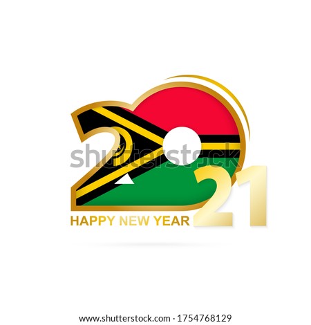 Year 2021 with Vanuatu Flag pattern. Happy New Year Design. Vector Illustration.