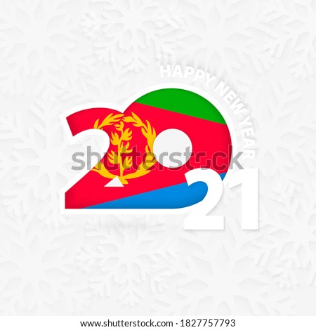 Happy New Year 2021 for Eritrea on snowflake background. Greeting Eritrea with new 2021 year.