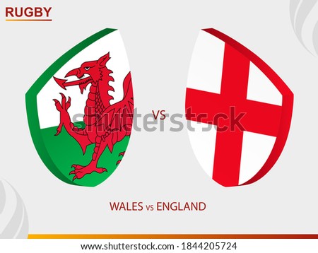 Wales v England rugby match, rugby tournament. Vector template.