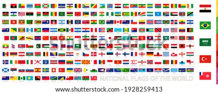All flags of the world in official proportions. Flags collection.