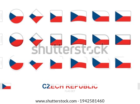 Czech Republic flag set, simple flags of Czech Republic with three different effects. Vector illustration. Сток-фото © 