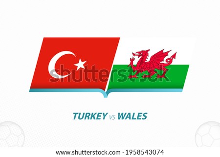 Turkey vs Wales in European Football Competition, Group A. Versus icon on Football background. Sport vector icon.