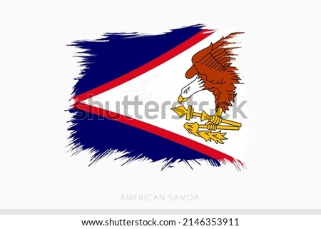 Grunge flag of American Samoa, vector abstract grunge brushed flag of American Samoa on gray background.