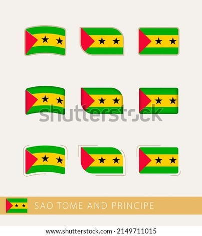 Vector flags of Sao Tome and Principe, collection of Sao Tome and Principe flags. Vector icon.