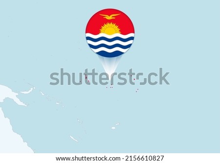 Oceania with selected Kiribati map and Kiribati flag icon. Vector map and flag.