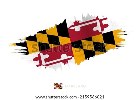 Painted brushstroke flag of Maryland with waving effect. Vector flag.