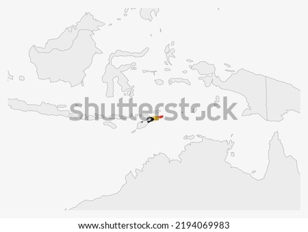 East Timor map highlighted in Timor-Leste flag colors, gray map with neighboring countries. Foto stock © 