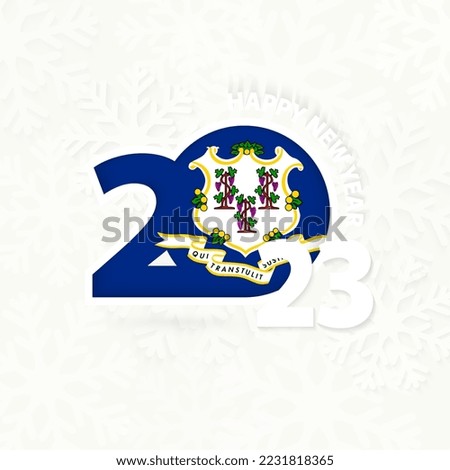 New Year 2023 for Connecticut on snowflake background. Greeting Connecticut with new 2023 year.