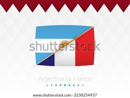 National football team Argentina vs France, Final. Soccer 2022 match versus icon. Vector illustration.