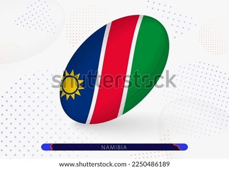 Rugby ball with the flag of Namibia on it. Equipment for rugby team of Namibia. Vector sport illustration.