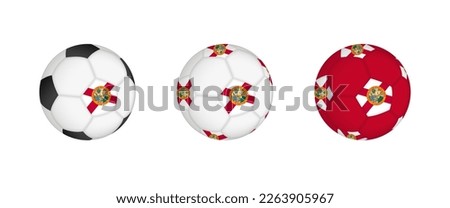 Collection football ball with the Florida flag. Soccer equipment mockup with flag in three distinct configurations. Vector mockup.