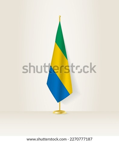 Gabon flag on a flag stand. Vector illustration.