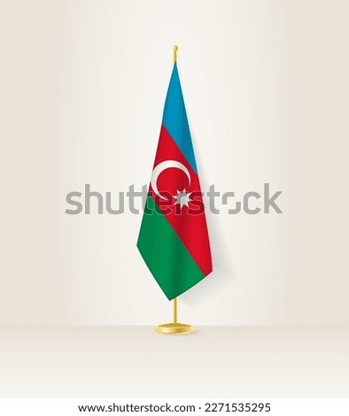Azerbaijan flag on a flag stand. Vector illustration.