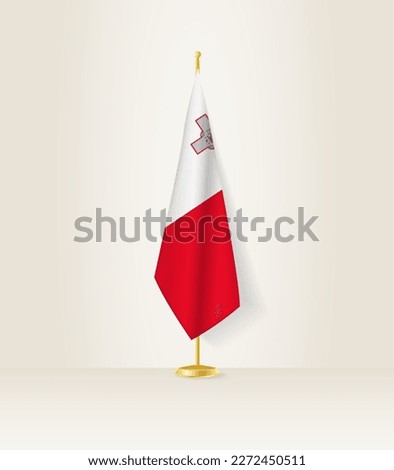 Malta flag on a flag stand. Vector illustration.