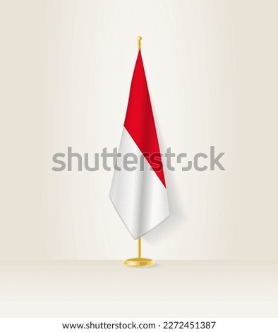 Monaco flag on a flag stand. Vector illustration.