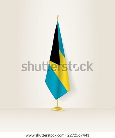 The Bahamas flag on a flag stand. Vector illustration.