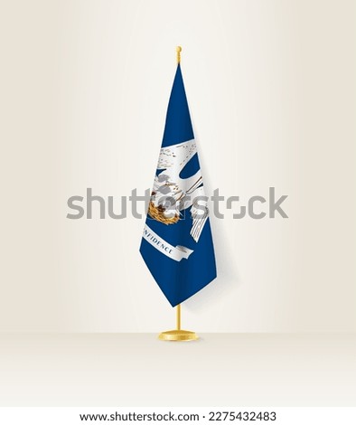 Louisiana flag on a flag stand. Vector illustration.